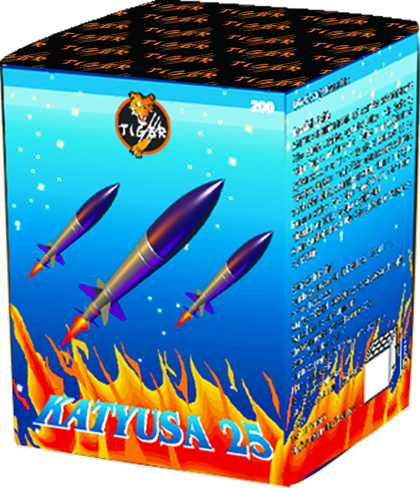 Katyusa tűzij&aacute;t&eacute;k telep 25 l&ouml;v&eacute;ssel, r&ouml;vid, p&ouml;rgős show