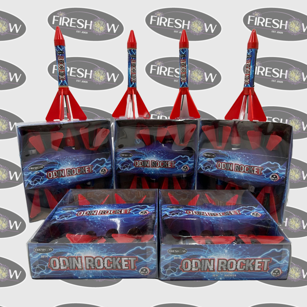 Odin Rocket &ndash; F2 kateg&oacute;ri&aacute;s 4 db-os rak&eacute;taszett, sz&iacute;nes robban&aacute;sokkal