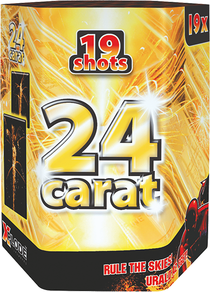24 Carat tűzij&aacute;t&eacute;k telep 19 l&ouml;v&eacute;ssel, 20 mm kaliberrel, Xplode m&aacute;rk&aacute;t&oacute;l