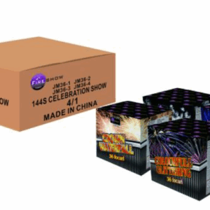 Celebration Show tűzijáték telep 144 lövéssel, 25 mm kaliberrel, 105 másodperces látványshow