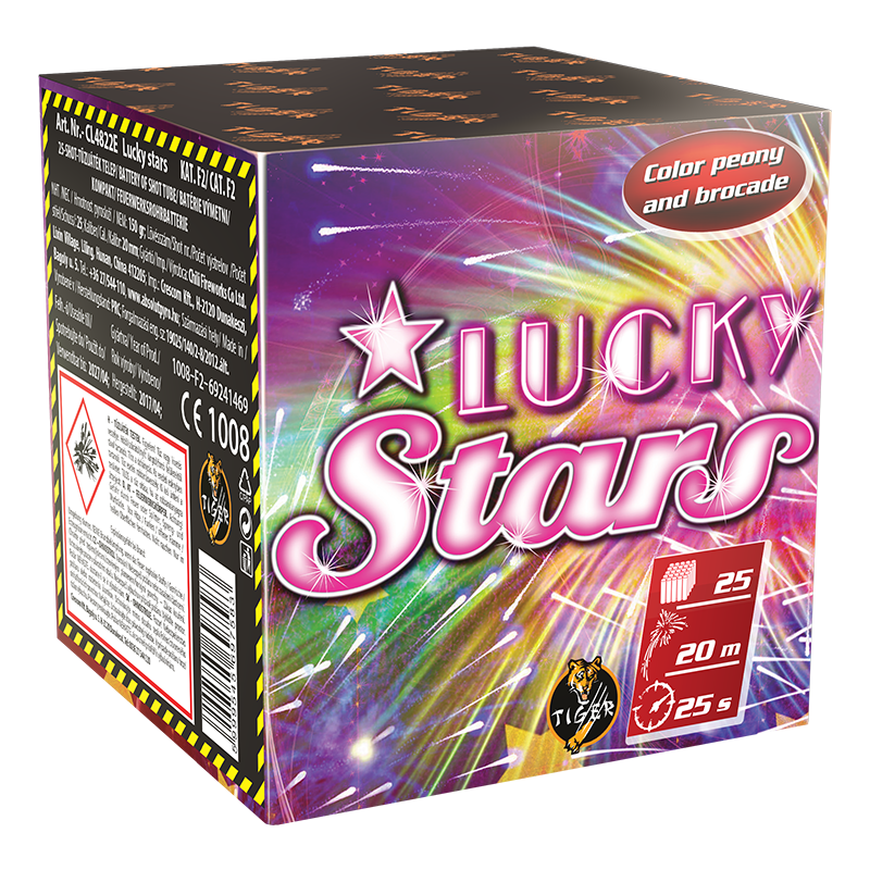 Lucky Stars tűzij&aacute;t&eacute;k telep 25 l&ouml;v&eacute;ssel, 20 mm kaliberrel, Tiger m&aacute;rk&aacute;t&oacute;l