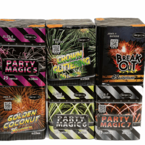 Garden Display tűzijáték telep 196 lövéssel, 20–30 mm kaliberrel, 214 másodperces látványshow