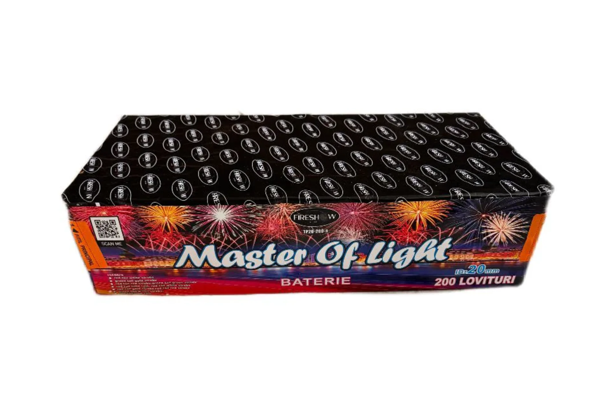 Master of Light tűzij&aacute;t&eacute;k telep 200 l&ouml;v&eacute;ssel, 20 mm kaliberrel, Fireshow m&aacute;rk&aacute;t&oacute;l