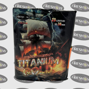 Titanium Gold tűzijáték telep 25 lövéssel, 30 mm kaliberrel, Fireshow márka
